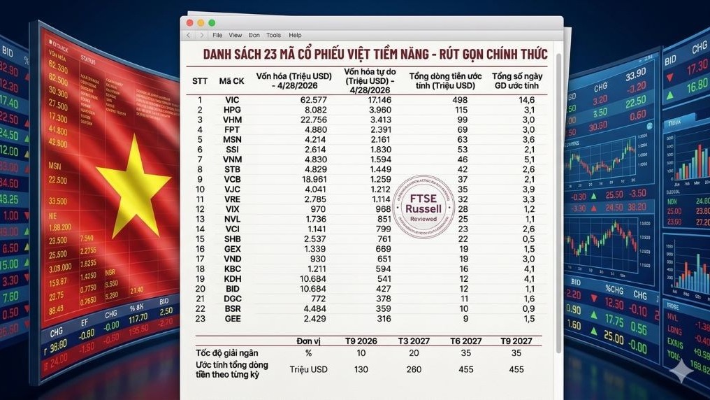 23 Mã cổ phiếu Việt Nam tiềm năng được FTSE Russell vừa cập nhật là gì?