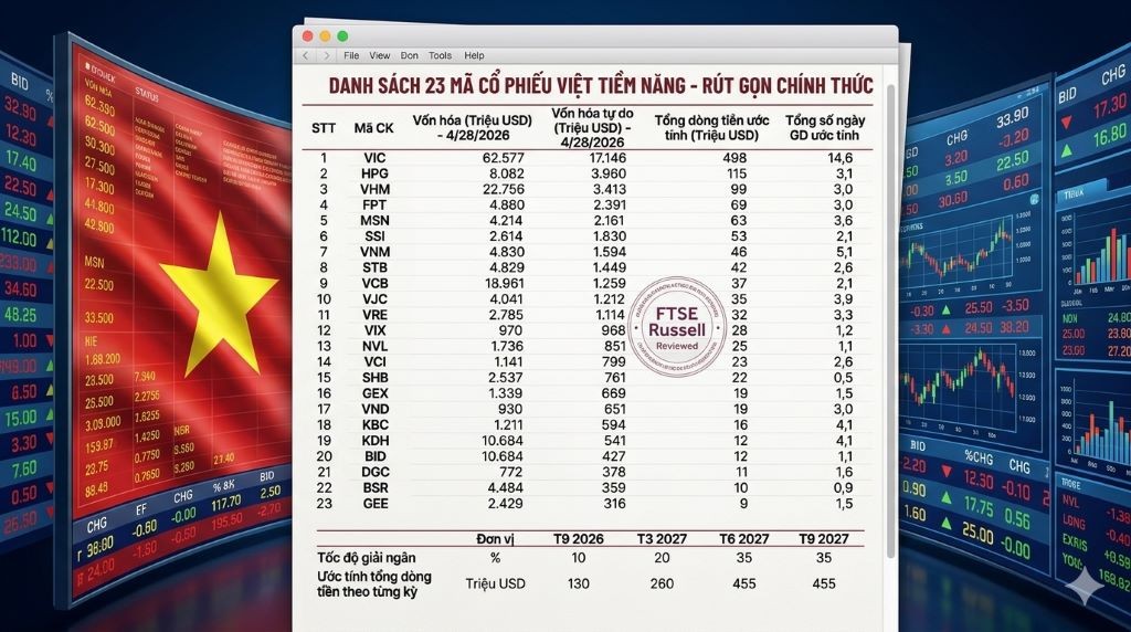 23 Mã cổ phiếu Việt Nam tiềm năng được FTSE Russell vừa cập nhật là gì?