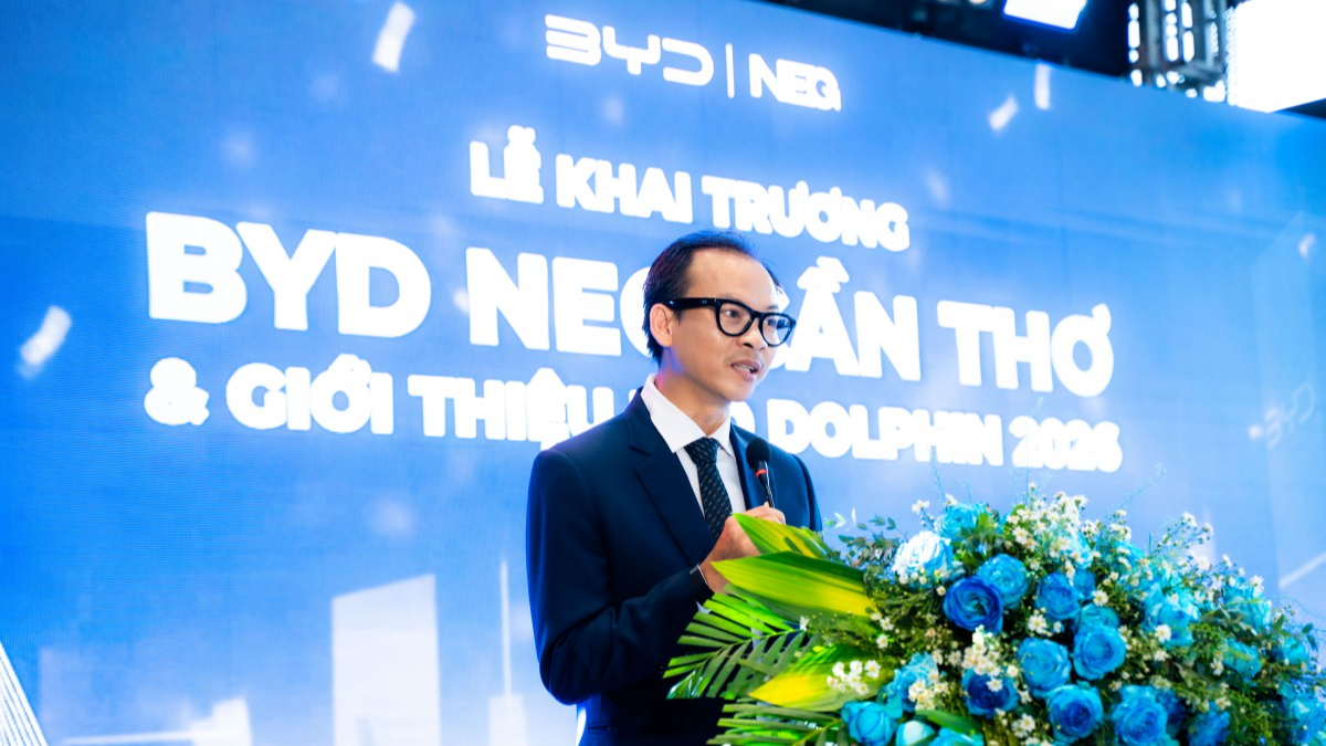Anh Nguyễn Ngọc Đạt - Chủ tịch HĐQT NEG phát biểu tại sự kiện Khai trương BYD NEG Cần Thơ