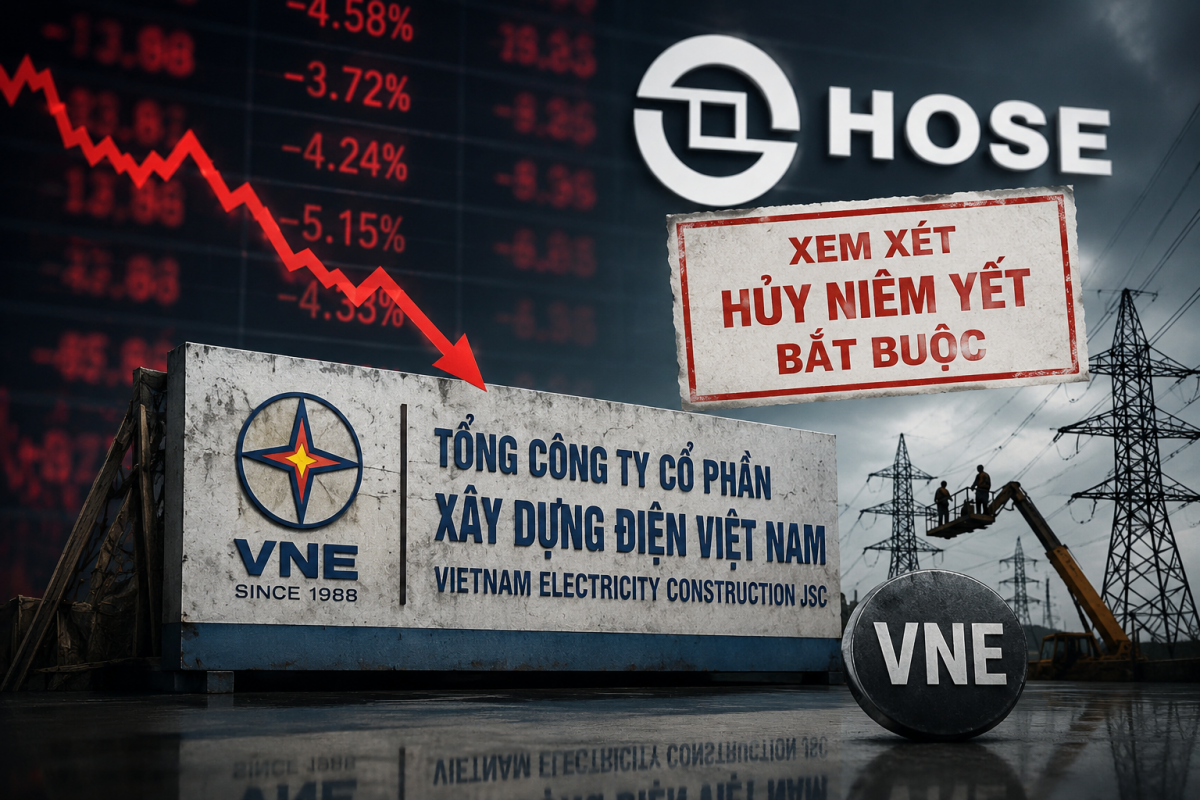 Cổ phiếu VNE bị xem xét hủy niêm yết trên HOSE