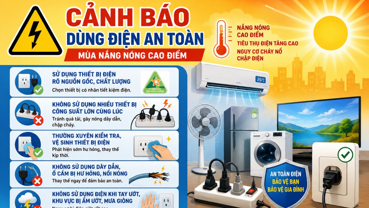 Cảnh báo nguy cơ cháy nổ từ thiết bị điện trong mùa nắng nóng cao điểm