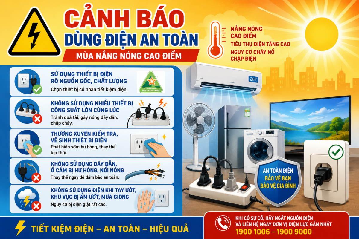 Cảnh báo nguy cơ cháy nổ từ thiết bị điện trong mùa nắng nóng cao điểm