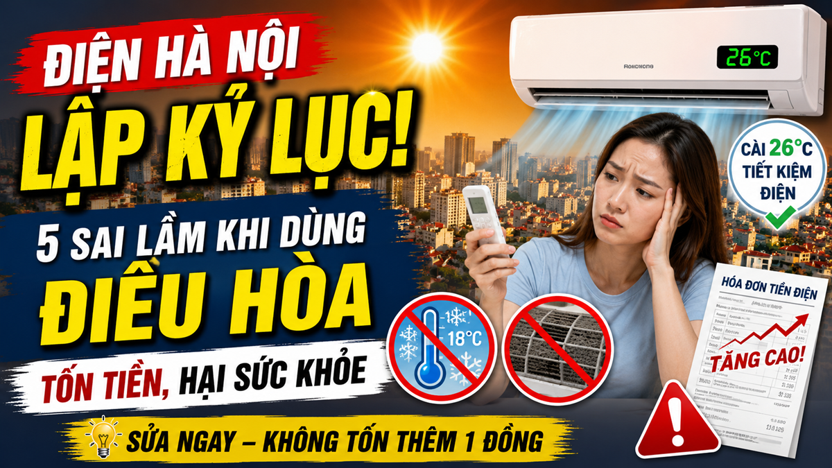 Hà Nội lập kỷ lục tiêu thụ điện và 5 sai lầm dùng điều hòa vừa tốn điện vừa hại sức khỏe