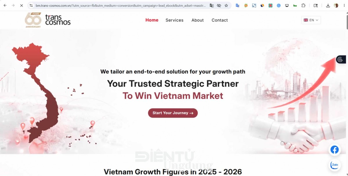 Website Transcosmos Việt Nam tại bm.trans-cosmos.com.vn sau khi cập nhật bản đồ Việt Nam có Hoàng Sa Trường Sa theo phản ánh về vi phạm chủ quyền lãnh thổ