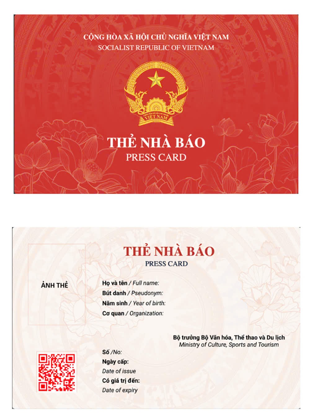 Bộ Văn hóa, Thể thao và Du lịch ban hành mẫu thẻ nhà báo 2026.