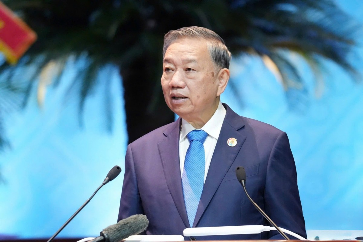 Tổng Bí thư, Chủ tịch nước Tô Lâm phát biểu tại Đại hội Công đoàn Việt Nam lần thứ XIV, nhiệm kỳ 2026–2031. Ảnh: baochinhphu.vn)