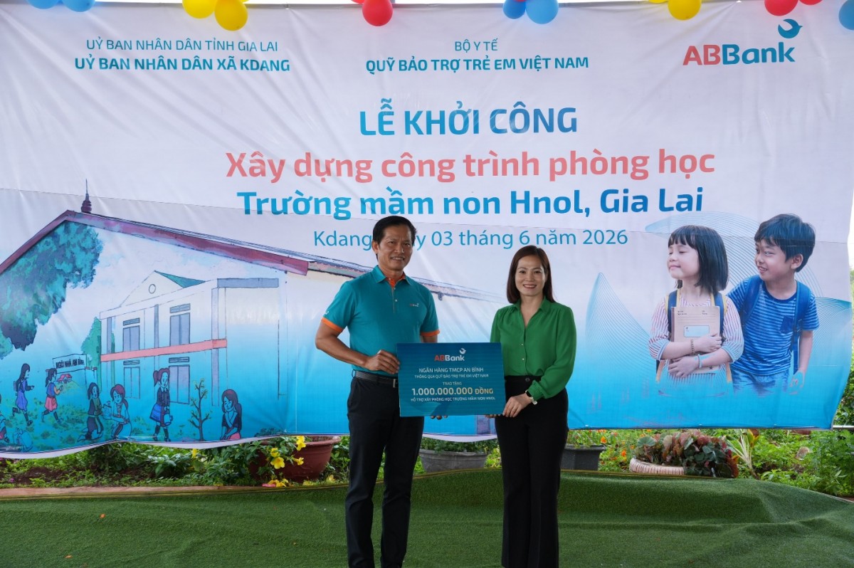 ABBank đầu tư 1 tỷ đồng xây phòng học cho trẻ em vùng khó khăn Gia Lai