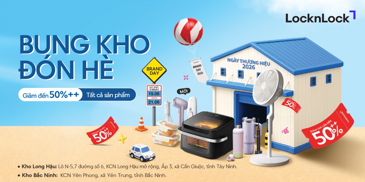 LocknLock triển khai Brand Day 2026, giảm giá tới 50%++ hàng gia dụng tại hai kho lớn