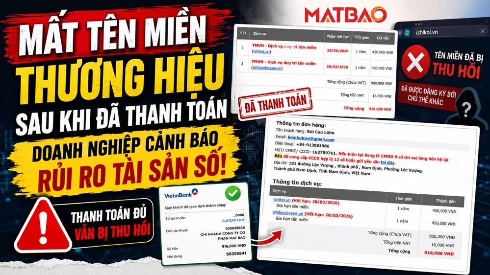 Mất tên miền thương hiệu sau khi đã thanh toán, doanh nghiệp cảnh báo rủi ro tài sản số
