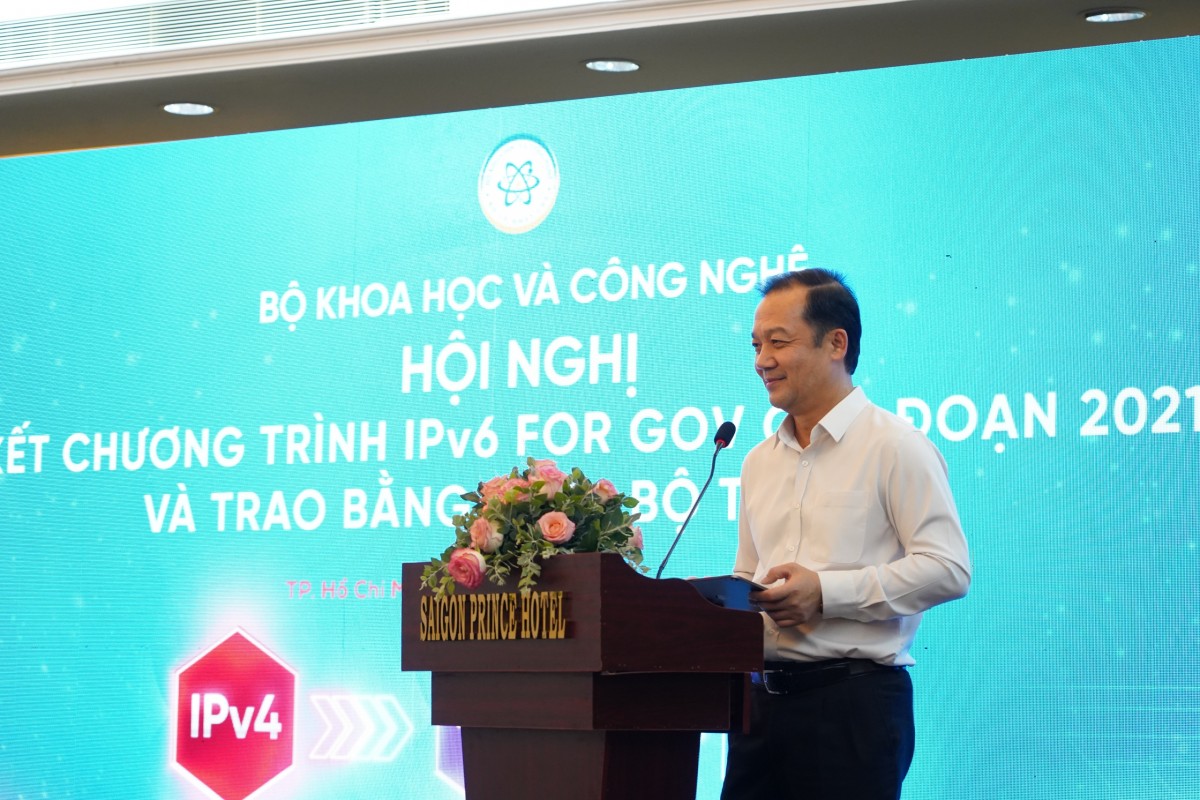 Thứ trưởng Phạm Đức Long khẳng định, IPv6 tạo nền tảng mở rộng không gian phát triển của Việt Nam trên môi trường số. Thứ trưởng Phạm Đức Long khẳng định, IPv6 tạo nền tảng mở rộng không gian phát triển của Việt Nam trên môi trường số.