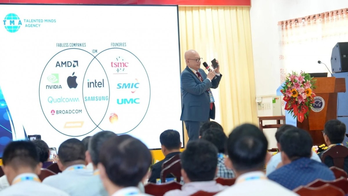 Các đại biểu trình bày tại Hội thảo khoa học quốc tế “Các vấn đề nghiên cứu về Khoa học kỹ thuật”.