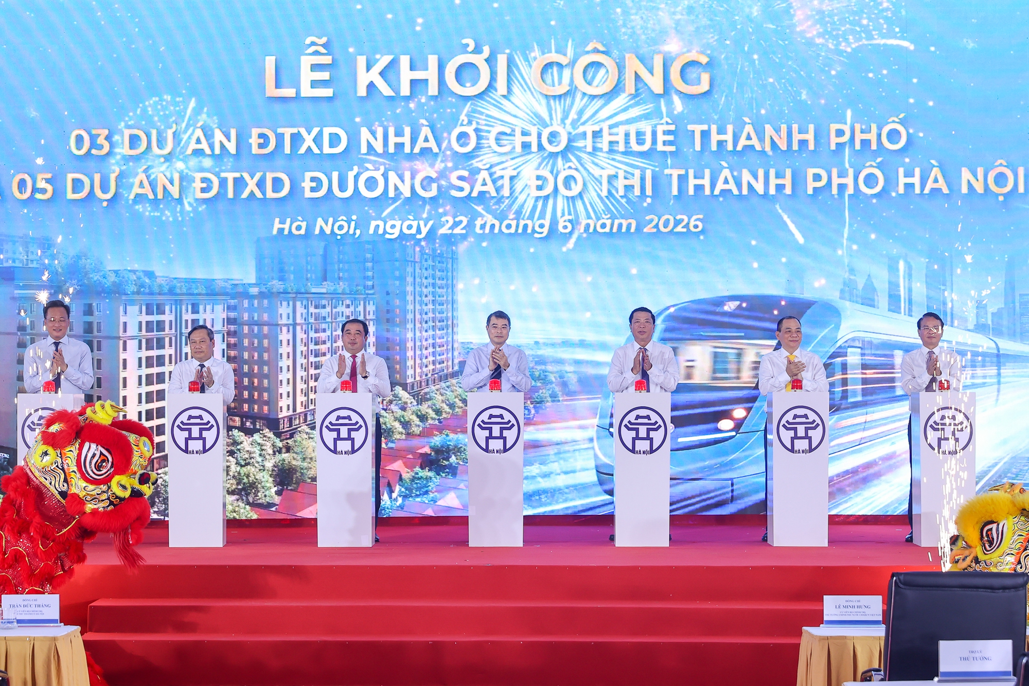 Thủ tướng dự lễ khởi công 5 tuyến đường sắt, 3 dự án nhà ở cho thuê tại Hà Nội với tổng vốn hơn 1,3 triệu tỷ đồng- Ảnh 6.