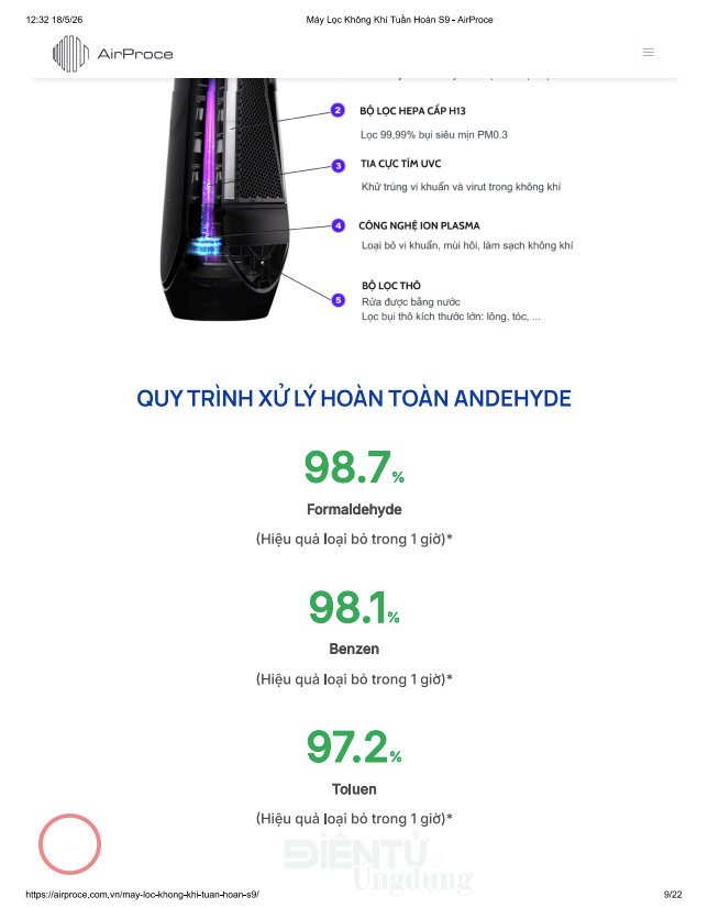 Máy lọc không khí AirProce: Có đang được quảng cáo như thiết bị y tế?