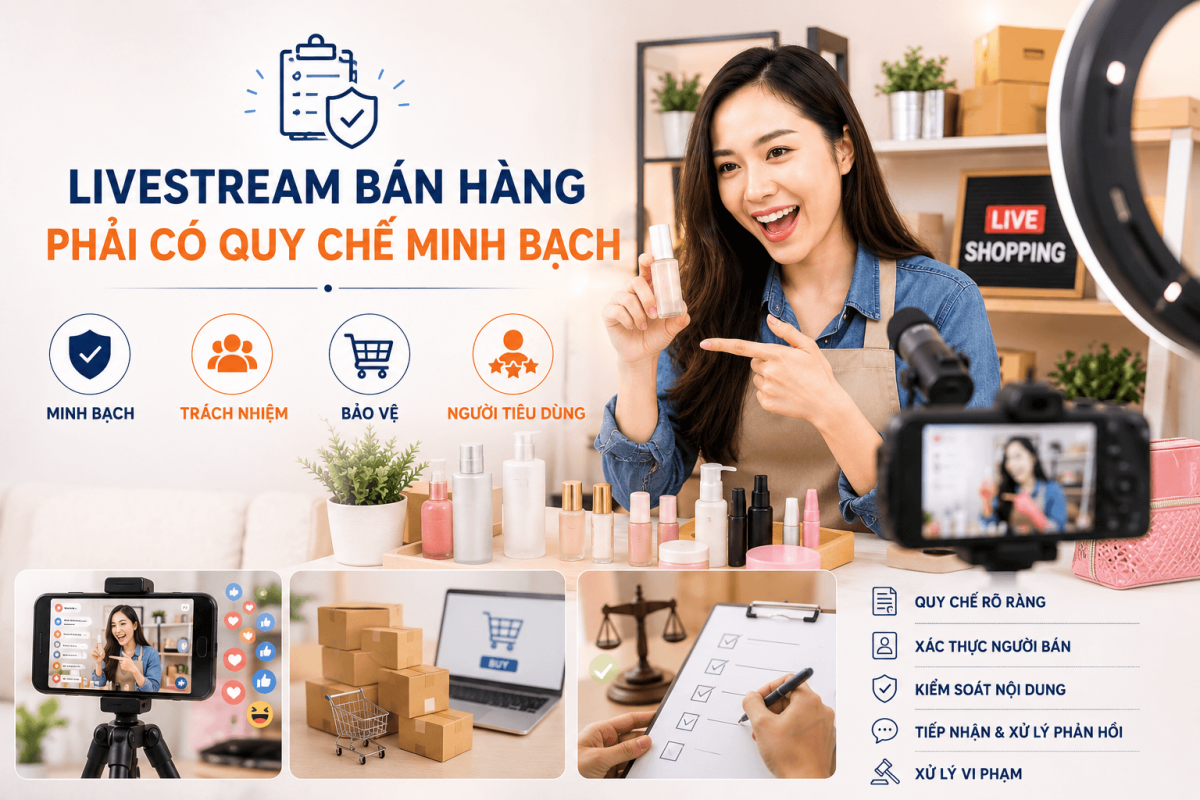 Nền tảng thương mại điện tử có cung cấp tính năng livestream bán hàng thì phải công khai quy chế hoạt động livestream bán hàng. (Ảnh minh họa)