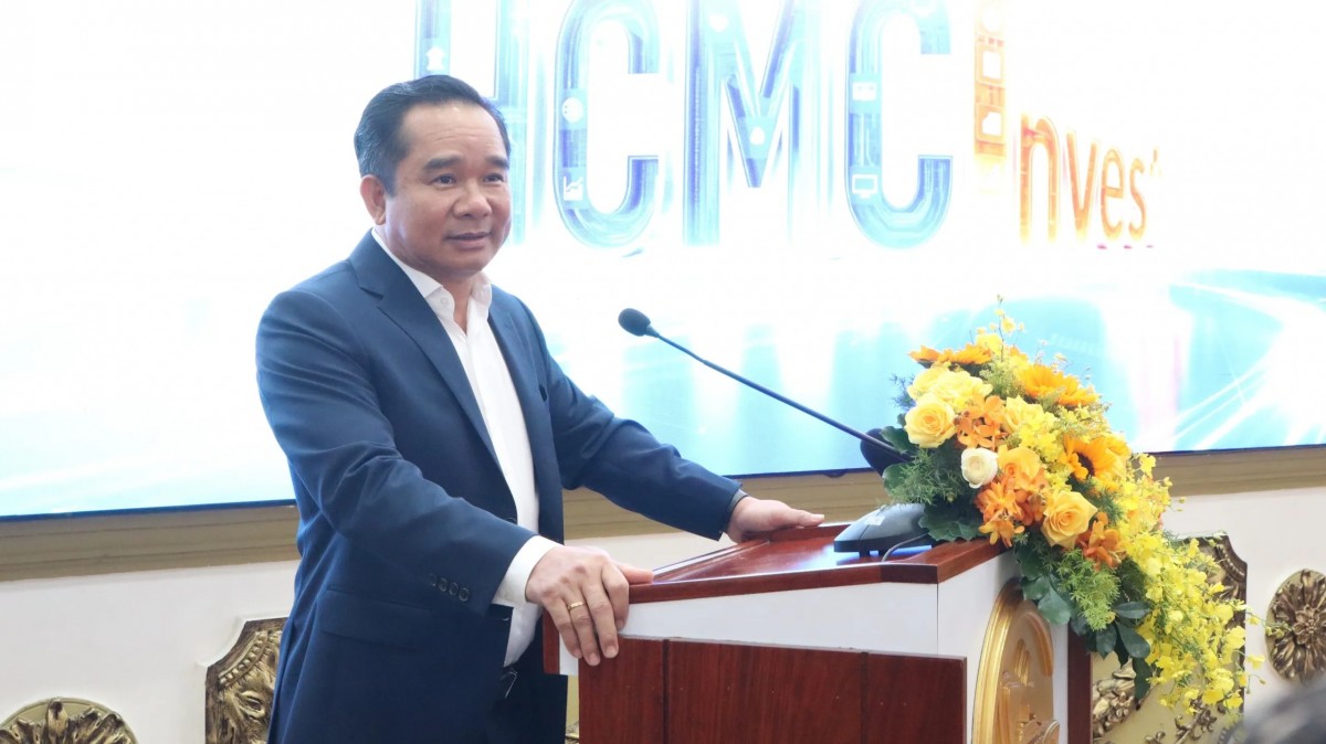 Chủ tịch UBND TP.HCM Nguyễn Văn Được phát biểu tại lễ công bố nền tảng HCMCInvest. Chủ tịch UBND TP.HCM Nguyễn Văn Được phát biểu tại lễ công bố nền tảng HCMCInvest.