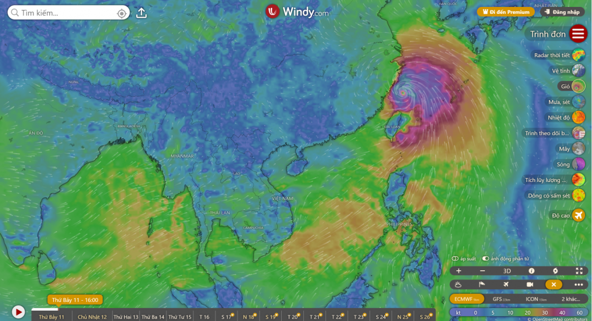 Nền tảng Windy.com.