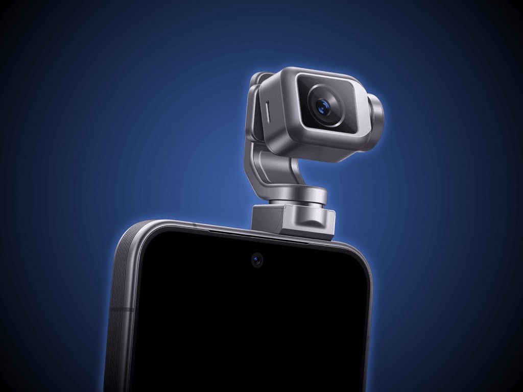 Cụm camera của Honor Robot Phone được gắn trên một cánh tay cơ khí nhô cao phía sau máy, tạo hình dáng chưa từng xuất hiện trên bất kỳ chiếc smartphone nào trước đó.