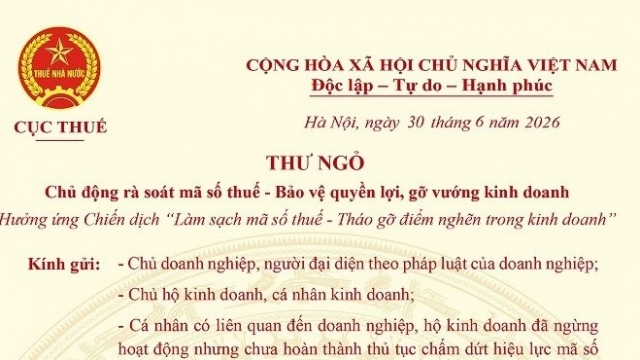 Cục Thuế gửi thư ngỏ, khuyến nghị người dân chủ động rà soát mã số thuế