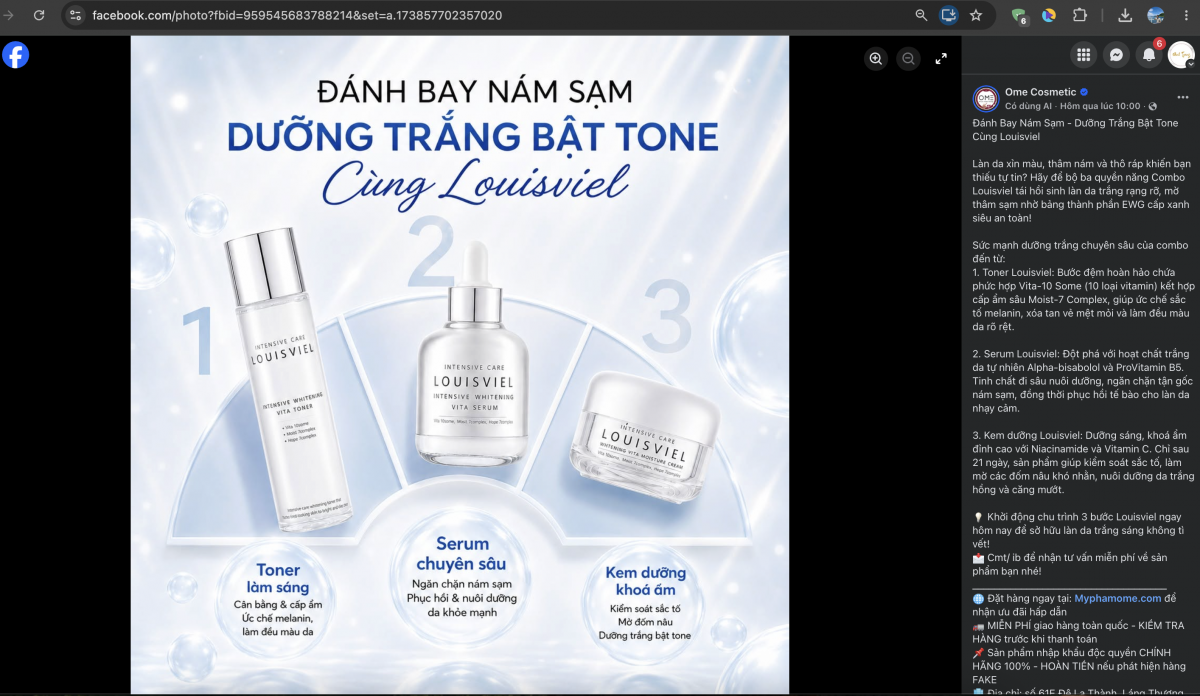 Nhiều dấu hiệu cần làm rõ từ quảng cáo sản phẩm làm đẹp của OME Cosmetic với hình ảnh người nổi tiếng