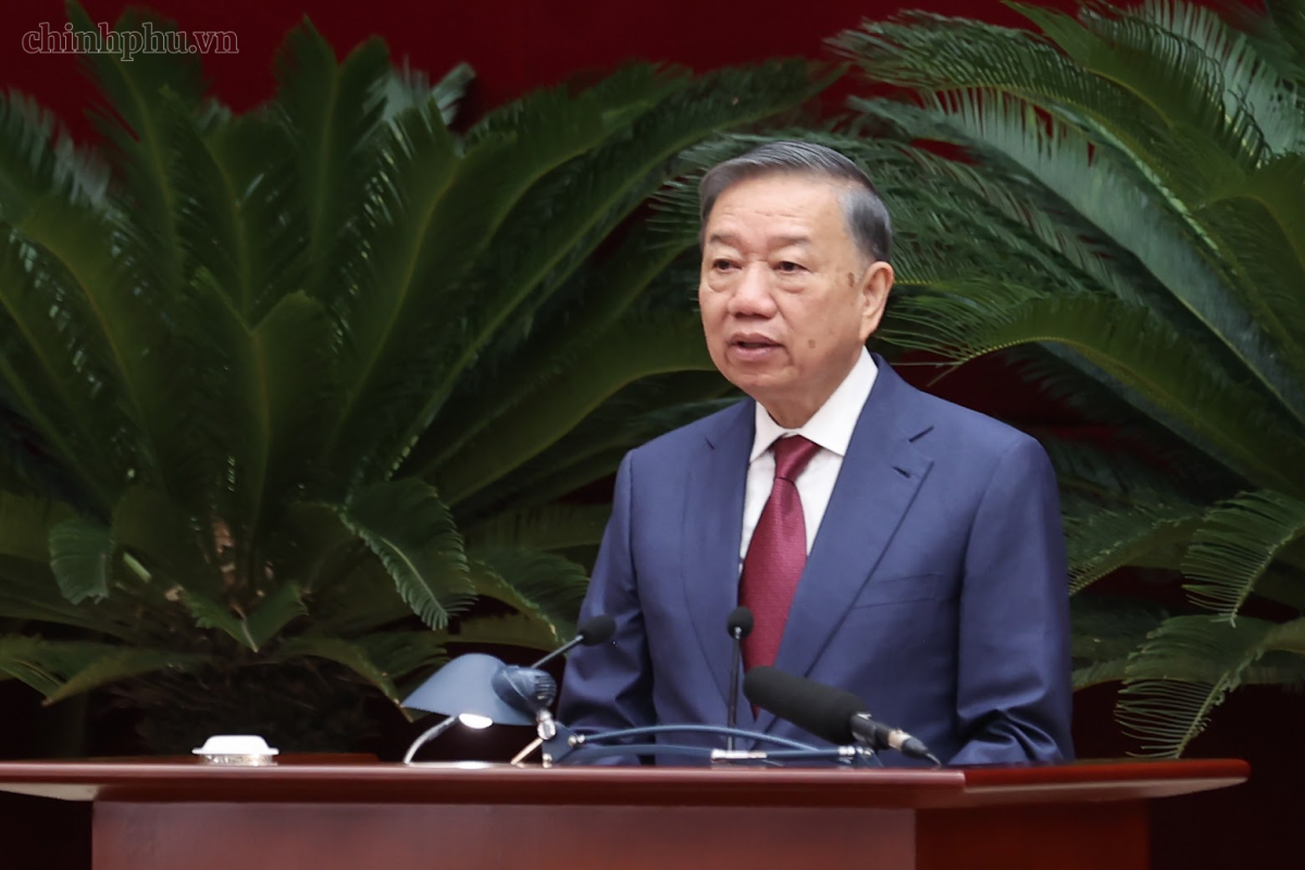 Tổng Bí thư, Chủ tịch nước Tô Lâm phát biểu tại Hội nghị. (Ảnh: baochinhphu.vn) Tổng Bí thư, Chủ tịch nước Tô Lâm phát biểu tại Hội nghị. (Ảnh: baochinhphu.vn)