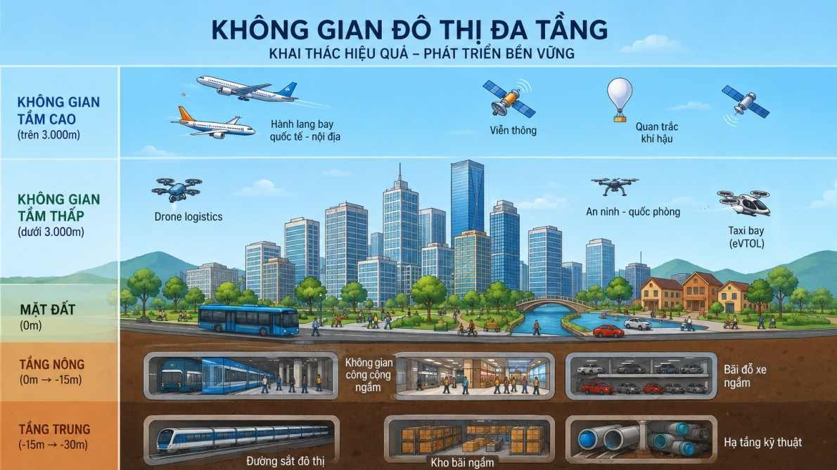Hà Nội triển khai kế hoạch thu phí khai thác không gian ngầm, không gian tầm thấp