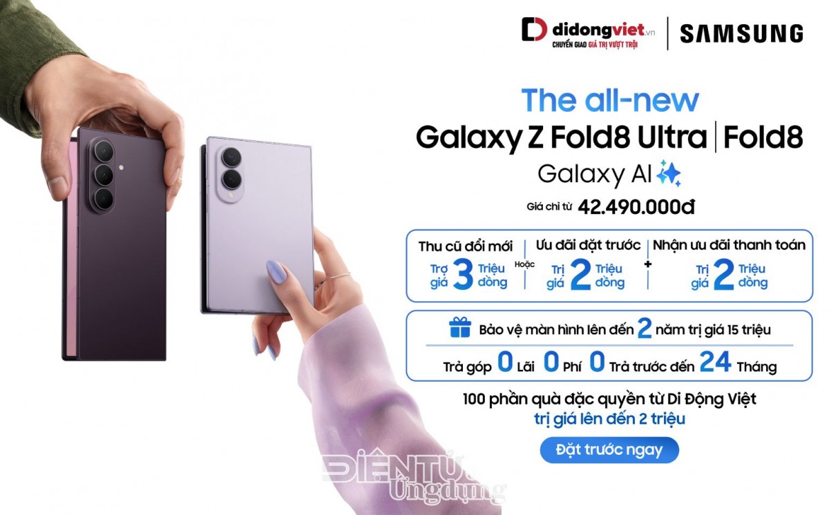 Đặt trước Galaxy Z8 Series tại Di Động Việt, nhận ưu đãi đến 5 triệu đồng Đặt trước Galaxy Z8 Series tại Di Động Việt, nhận ưu đãi đến 5 triệu đồng