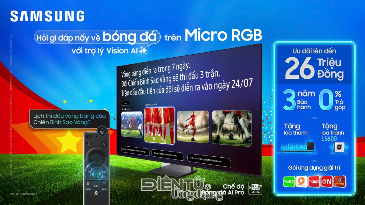 Thăng hạng giải đấu cùng chế độ bóng đá AI và Vision AI Companion của Samsung TV