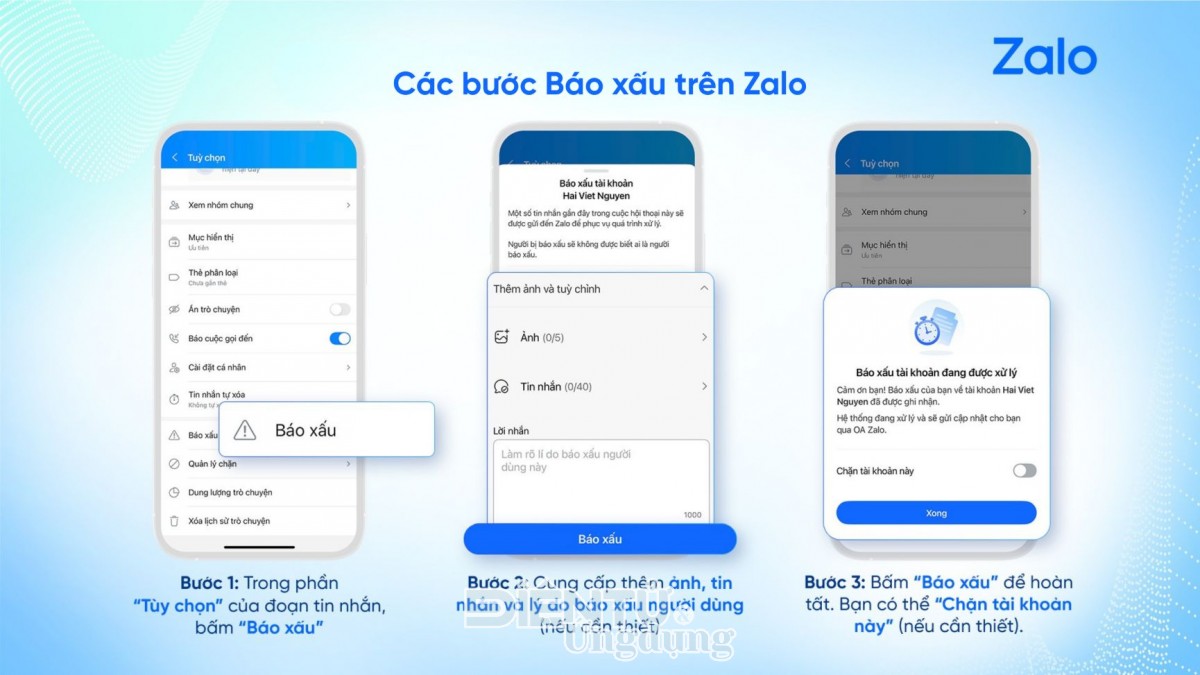 Zalo khuyến nghị người dùng chủ động sử dụng tính năng “Báo xấu”