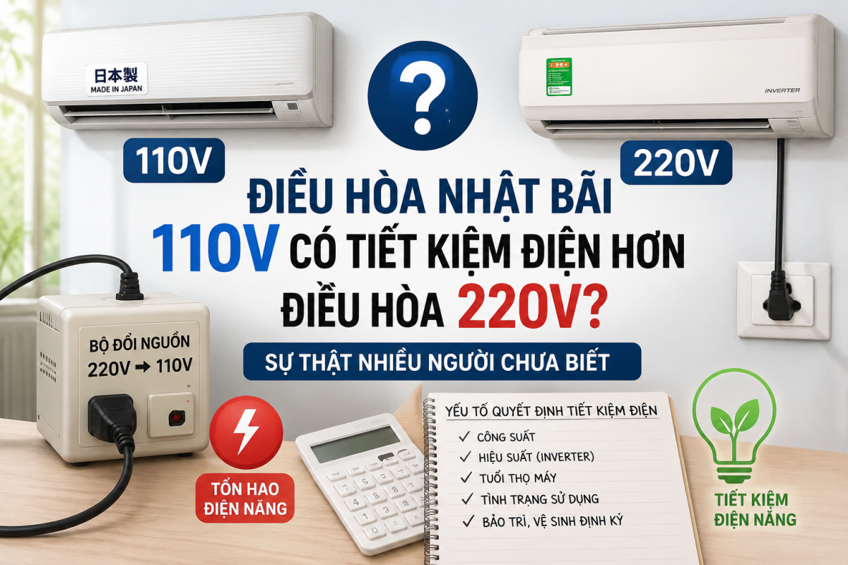 Điều hòa Nhật bãi 110V có tiết kiệm điện hơn điều hòa 220V?