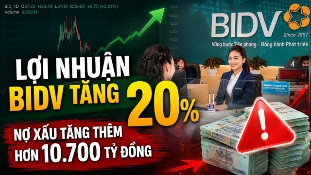 Lợi nhuận BIDV tăng 20% nhưng nợ xấu tăng thêm hơn 10.700 tỷ đồng