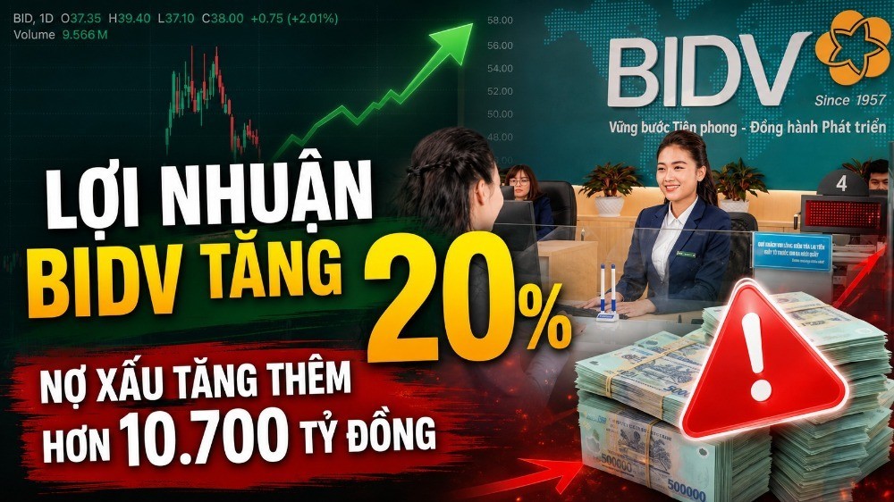 Lợi nhuận BIDV tăng 20% nhưng nợ xấu tăng thêm hơn 10.700 tỷ đồng