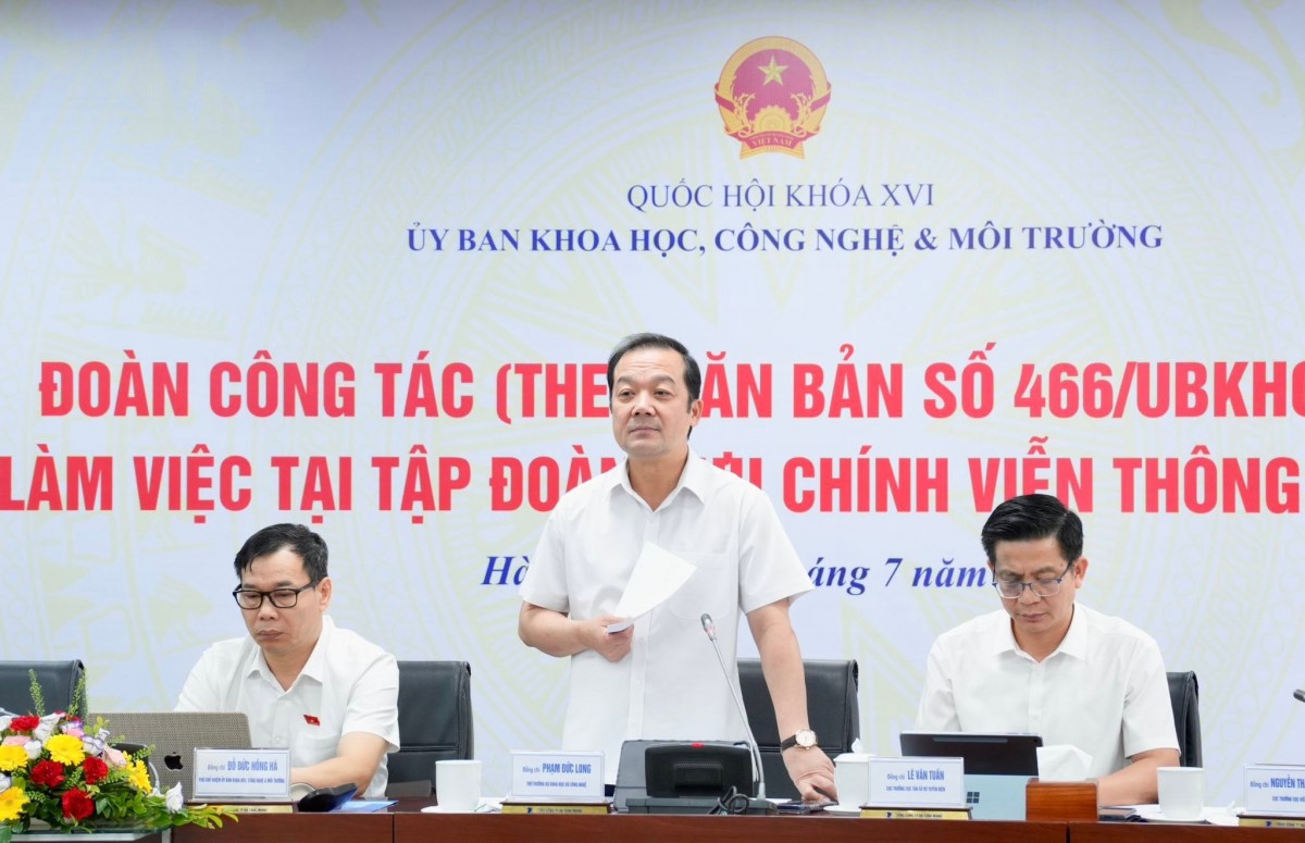 Thứ trưởng Bộ KH&CN Phạm Đức Long phát biểu tại buổi làm việc với VNPT. Thứ trưởng Bộ KH&CN Phạm Đức Long phát biểu tại buổi làm việc với VNPT.