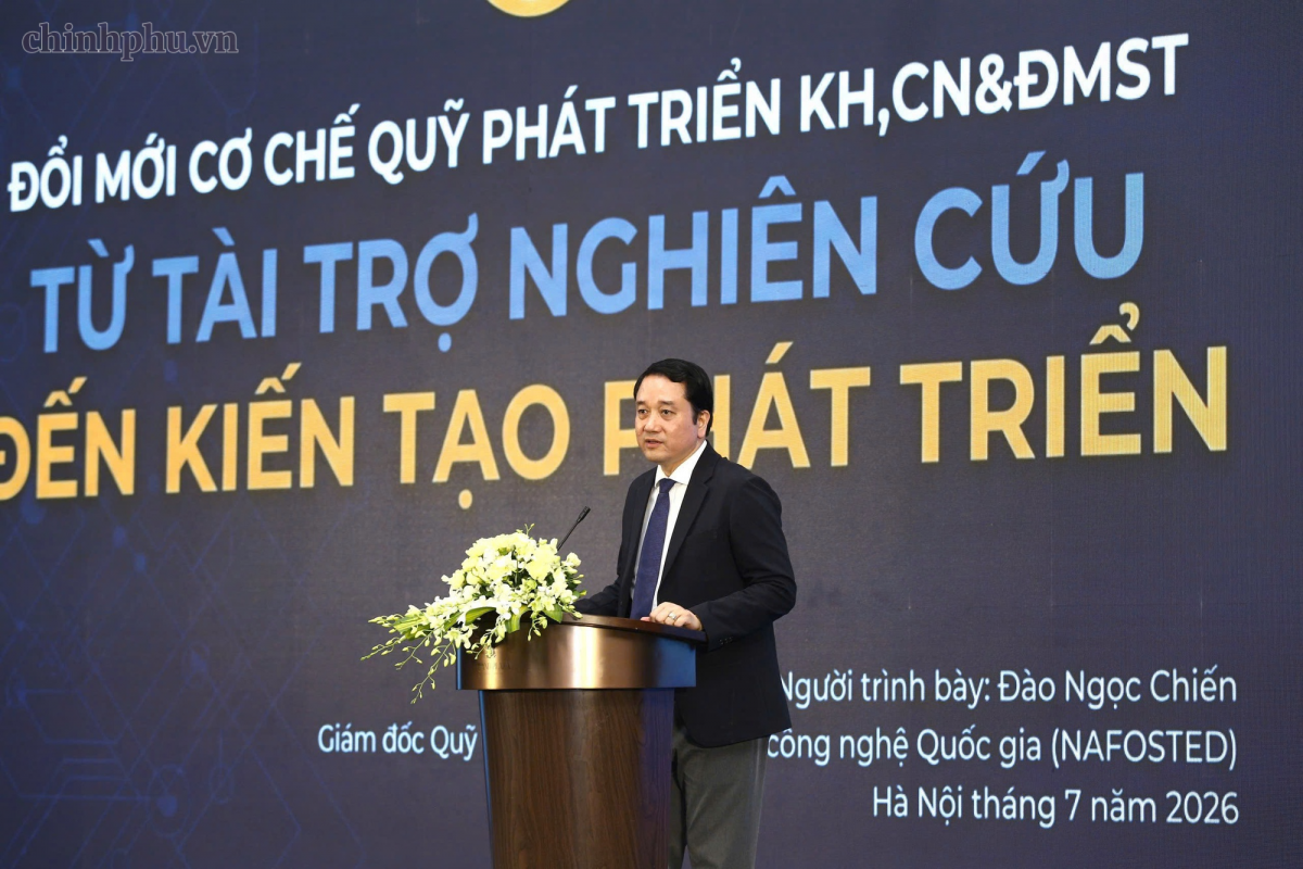PGS.TS. Đào Ngọc Chiến, Giám đốc Cơ quan điều hành Quỹ Phát triển khoa học và công nghệ Quốc gia (NAFOSTED - Bộ KH&CN) - Ảnh: chinhphu.vn/TG PGS.TS. Đào Ngọc Chiến, Giám đốc Cơ quan điều hành Quỹ Phát triển khoa học và công nghệ Quốc gia (NAFOSTED - Bộ KH&CN) - Ảnh: chinhphu.vn/TG