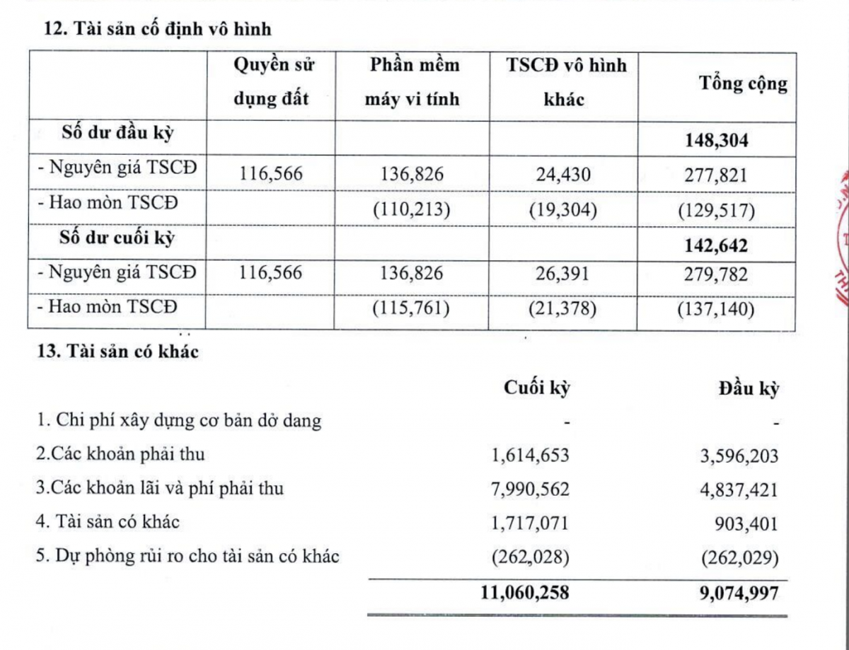 Nguyên giá phần mềm máy vi tính giữ nguyên 136,8 tỷ đồng suốt sáu tháng, hao mòn đã đạt 84,6%. Ảnh chụp thuyết minh báo cáo tài chính hợp nhất quý II/2026