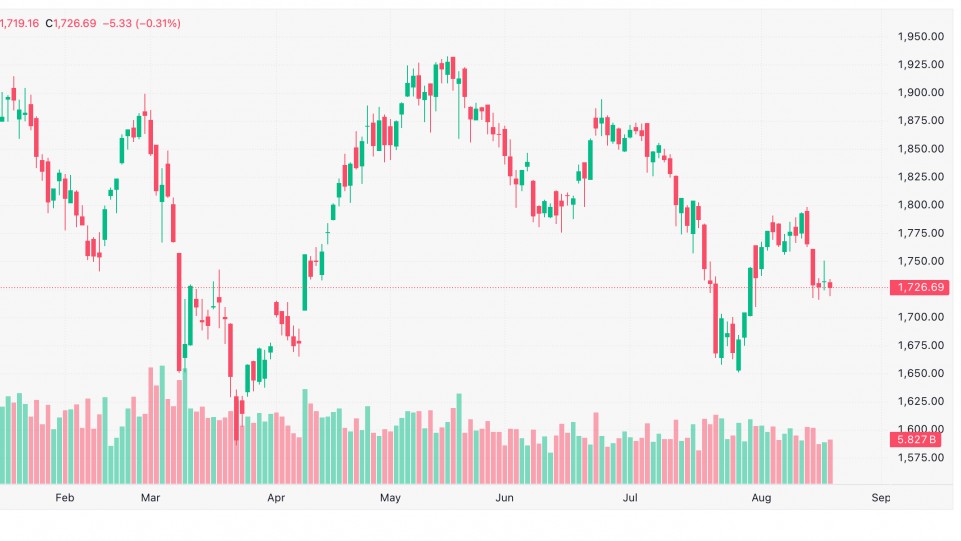 Chứng khoán 19/8: Cổ phiếu công nghệ dẫn đầu chiều giảm, VN-Index về 1.726 điểm