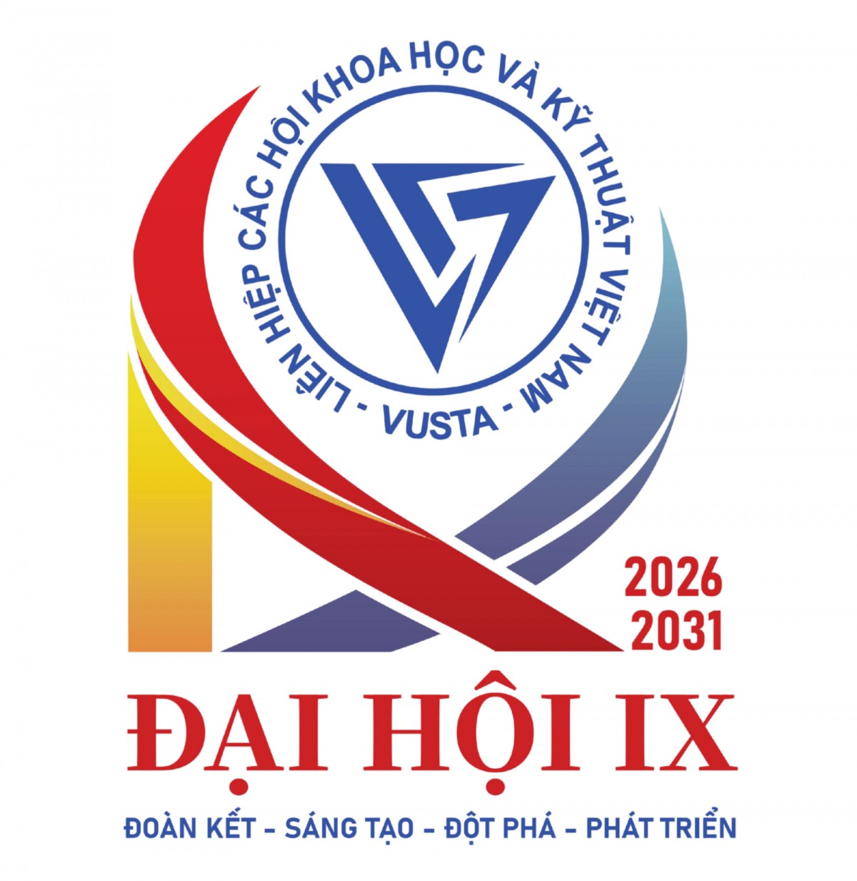 Logo Đại hội đại biểu toàn quốcLiên hiệp các Hội Khoa học và Kỹ thuật Việt Nam(VUSTA)lần thứ IX, nhiệm kỳ 2026 - 2031