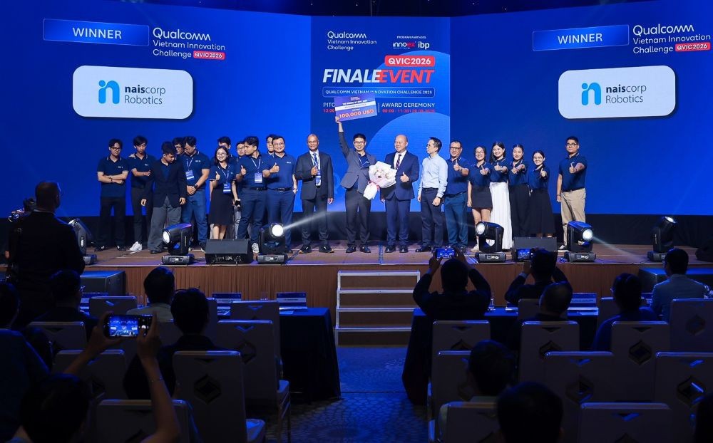 NAISCORP ROBOTICS đã xuất sắc đăng quang vị trí Quán quân QVIC 2026 với phần thưởng trị giá 100.000 USD. Ảnh: BTC