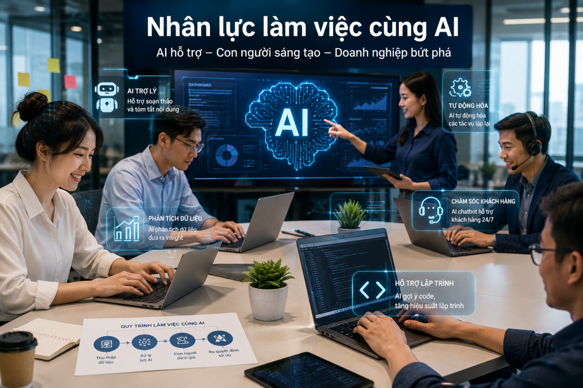 Khi AI đi sâu vào hoạt động doanh nghiệp, người lao động cần bổ sung kỹ năng sử dụng công nghệ, đánh giá kết quả và quản trị dữ liệu trong quá trình làm việc.
