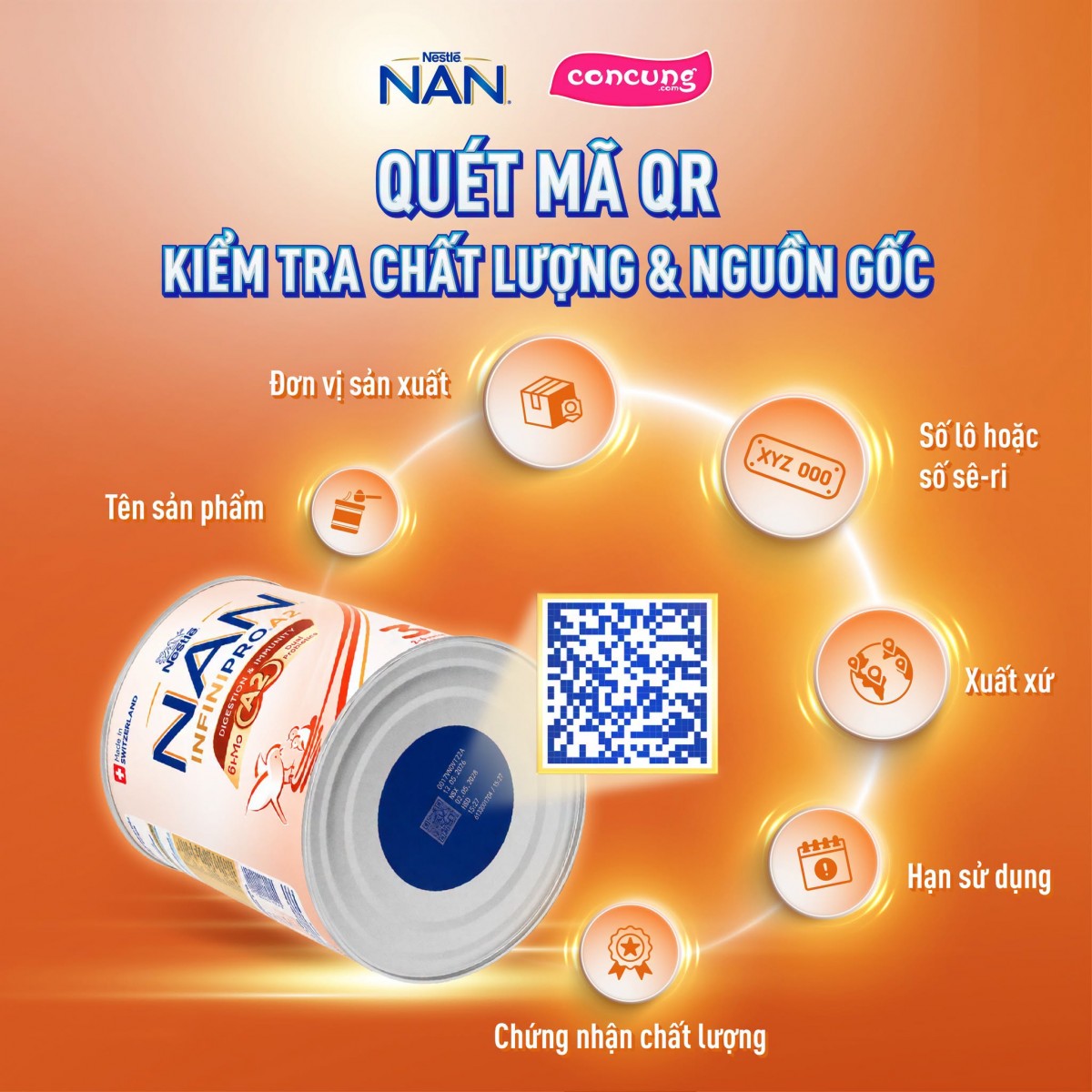 Quét mã QR để biết nguồn gốc từng lon sữa Quét mã QR để biết nguồn gốc từng lon sữa