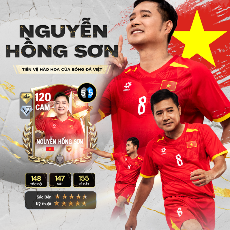 Danh thủ Hồng Sơn trở thành Huyền thoại Việt Nam đầu tiên trong FC Mobile. Ảnh: FC Mobile.. Danh thủ Hồng Sơn trở thành Huyền thoại Việt Nam đầu tiên trong FC Mobile. Ảnh: FC Mobile..