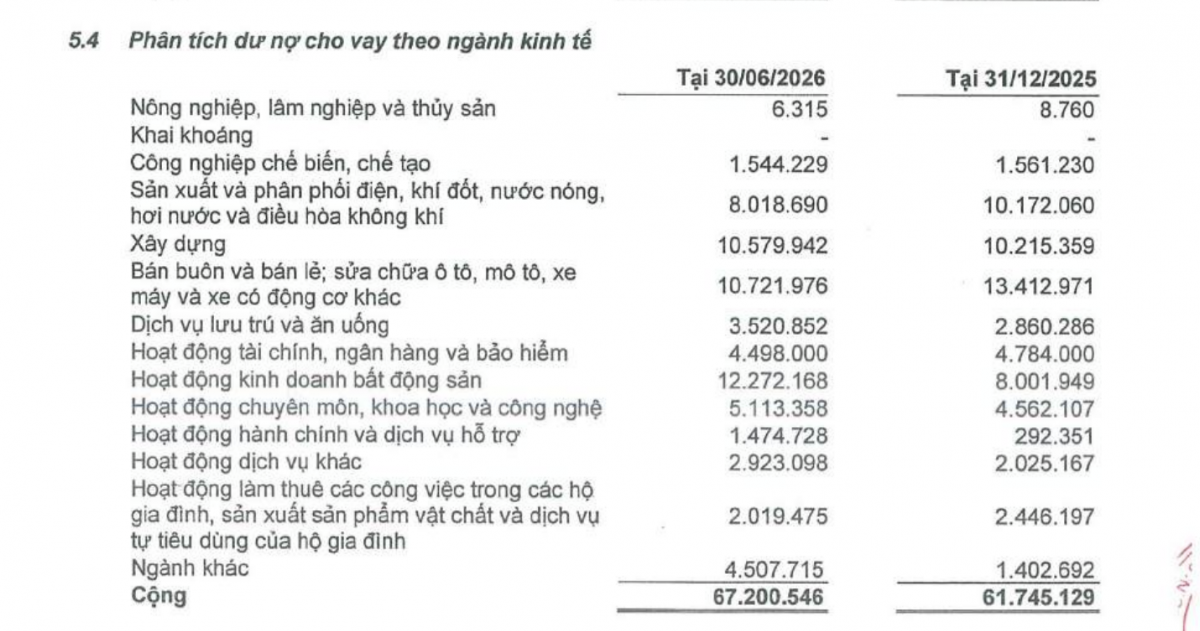 Dư nợ nhóm hoạt động chuyên môn, khoa học và công nghệ là 5.113 tỷ đồng, thấp hơn nhóm kinh doanh bất động sản 12.272 tỷ đồng. Dư nợ nhóm hoạt động chuyên môn, khoa học và công nghệ là 5.113 tỷ đồng, thấp hơn nhóm kinh doanh bất động sản 12.272 tỷ đồng.