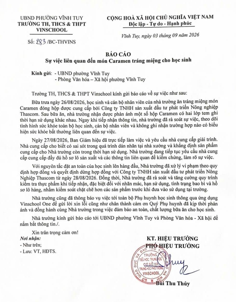 Vinschool dừng nhà cung cấp caramen có hai lớp tem hạn sử dụng Vinschool dừng nhà cung cấp caramen có hai lớp tem hạn sử dụng