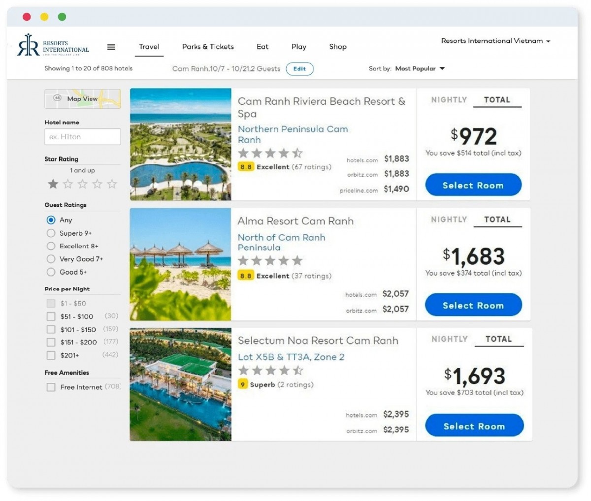 Khám phá nền tảng du lịch Resorts International