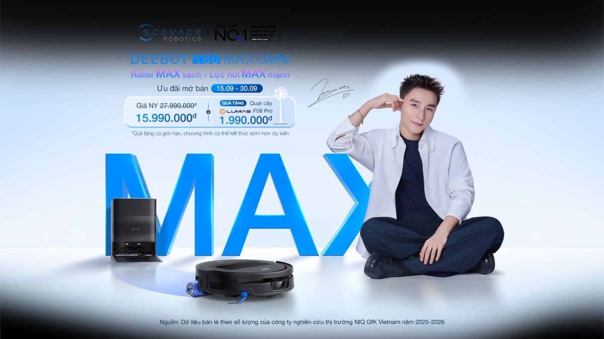 ECOVACS đưa công nghệ con lăn OZMO ROLLER xuống dòng sản phẩm DEEBOT T80 MAX