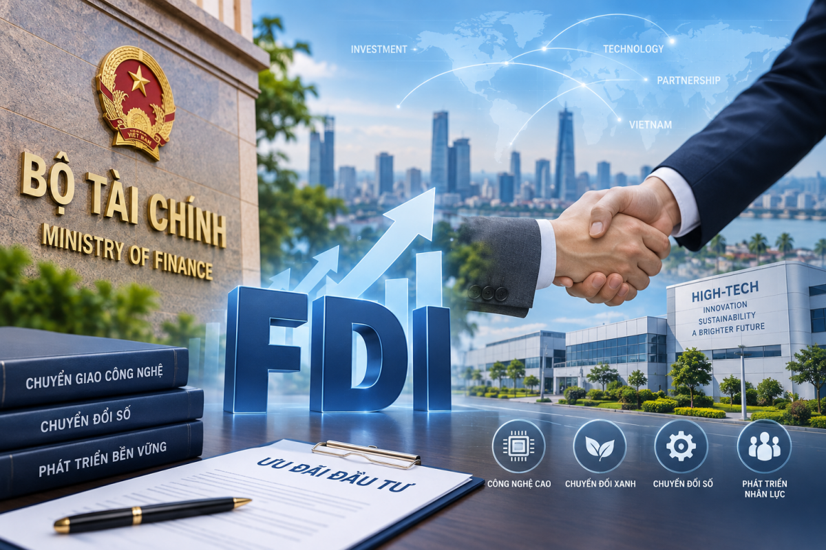 Chính phủ yêu cầu nghiên cứu cơ chế ưu đãi linh hoạt cho các dự án FDI cốt lõi, gắn với chuyển giao công nghệ, chuyển đổi xanh và chuyển đổi số. Ảnh AI