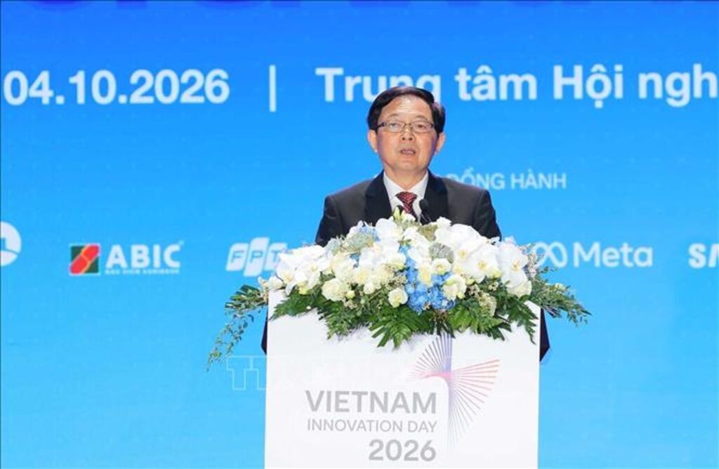 Phó Thủ tướng Hồ Quốc Dũng phát biểu tại Lễ hưởng ứng Ngày hội Đổi mới sáng tạo Quốc gia năm 2026 - Ảnh: Hoàng Hiếu - TTXVN