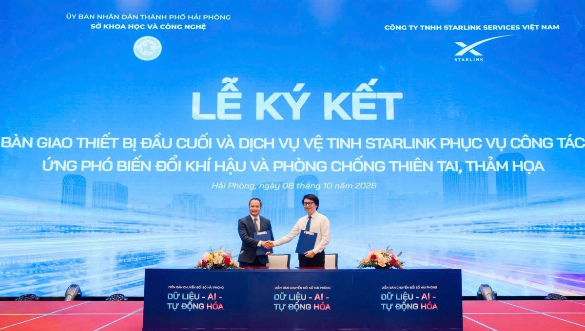 ễ nghiệm thu dịch vụ viễn thông vệ tinh quỹ đạo tầm thấp tại đặc khu Cát Hải ngày 9/10.