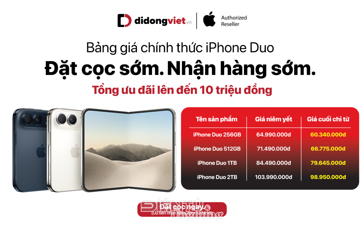 Chính thức mở đặt trước iPhone Duo, Di Động Việt ưu đãi đến 10 triệu đồng