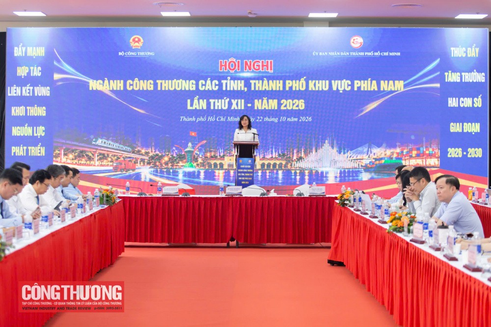 Thứ trưởng Bộ Công Thương Phan Thị Thắng phát biểu tại Hội nghị ngành Công Thương các tỉnh, thành phố phía Nam lần thứ XII năm 2026 Ảnh-Bộ Công Thương