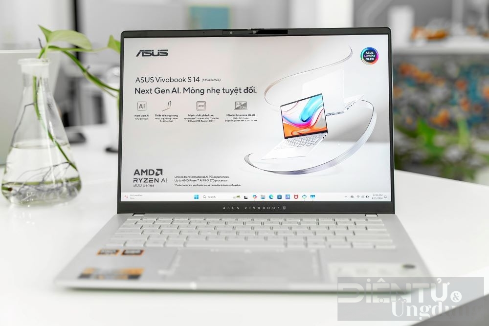 can canh asus vivobook s 14 laptop van phong duoc trang bi bo xu li amd ryzen ai 300 series